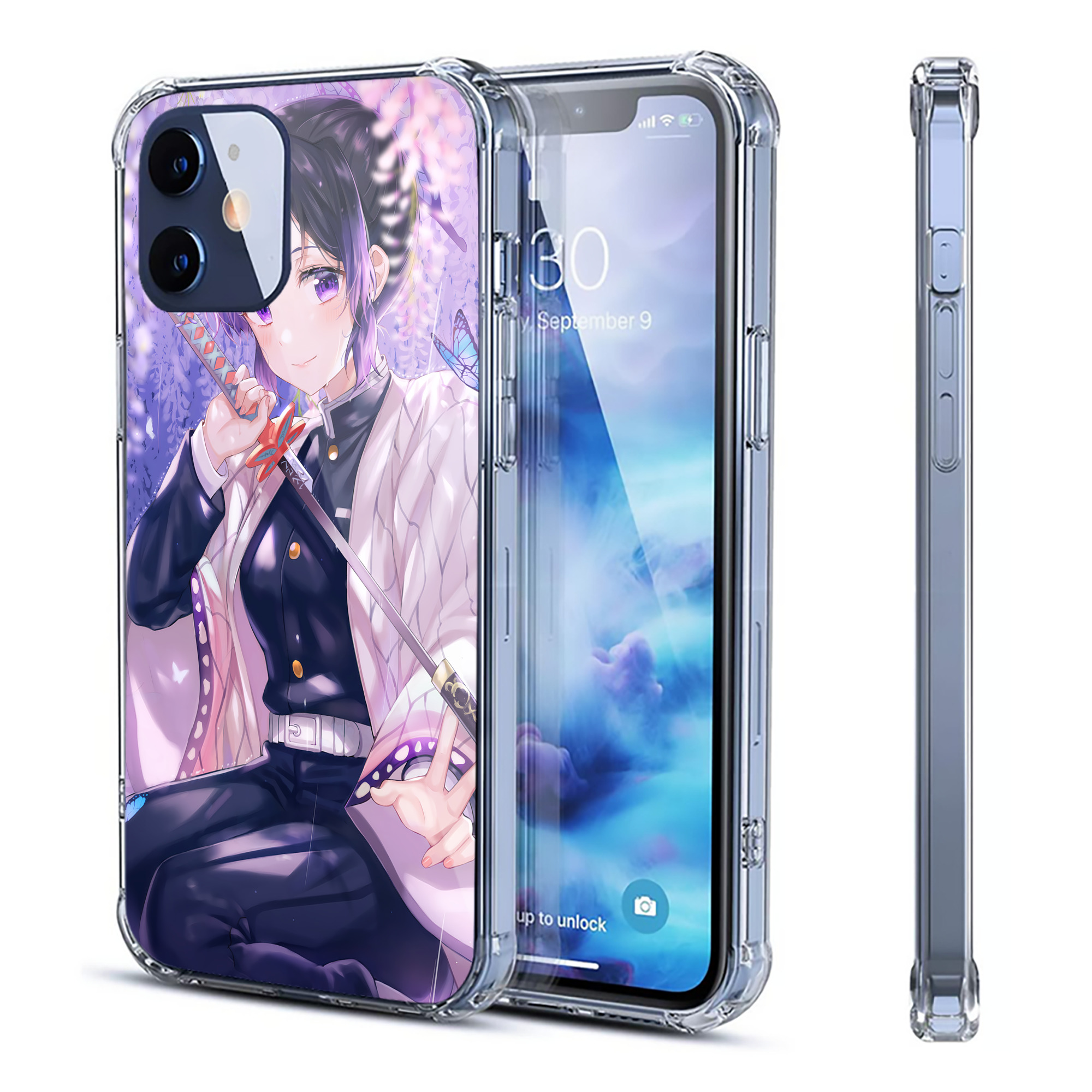 （画像用） 鬼滅の刃（きめつのやいば）蟲柱-胡蝶 しのぶ／こちょう しのぶ Kochou Shinobu 【iPhone 12シリーズ対応】透明スマホケース（クリアソフトケース）